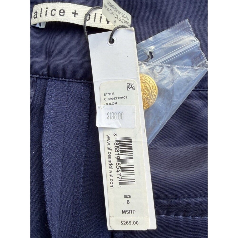 Alice & Olivia Jeans Donald Navy High Rise Retro Sailor Womens Shorts 6 FLAWS - Picture 6 of 16